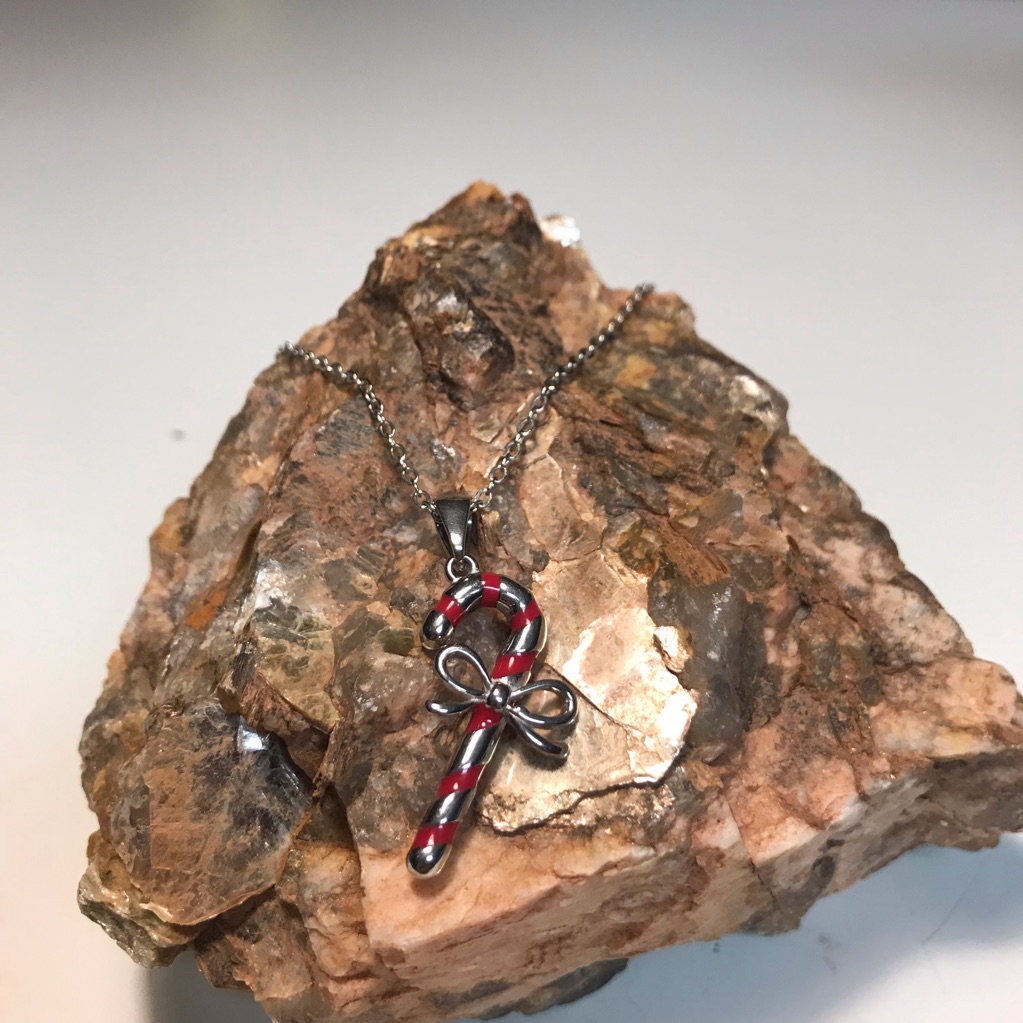 Hallmark Stainless Steel Candy Cane Pendant 10$